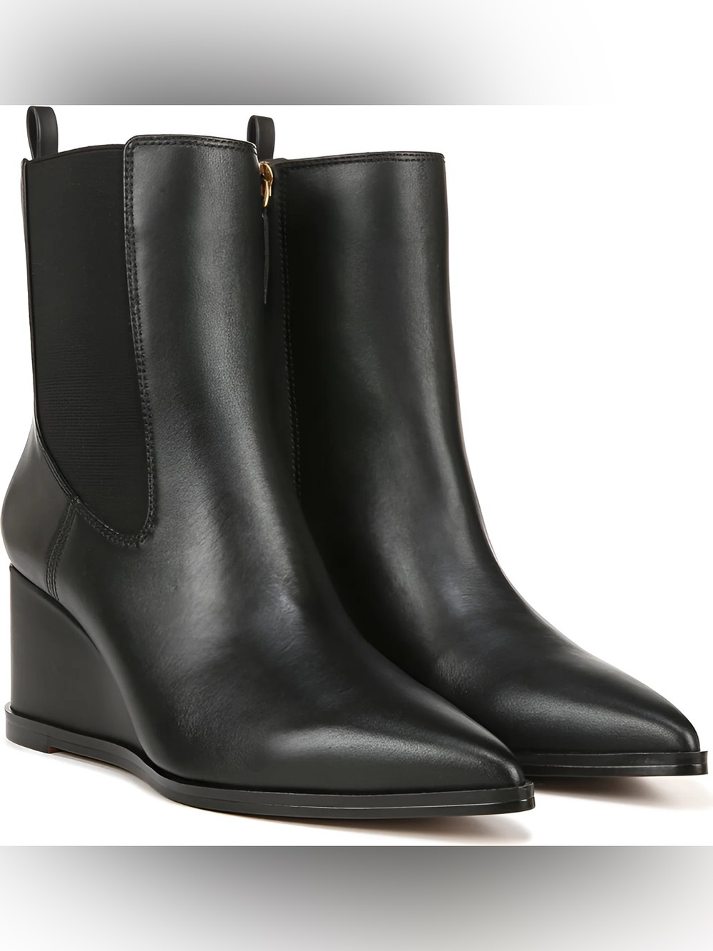 Franco Sarto Black Ella Leather Bootie wedge size 8M